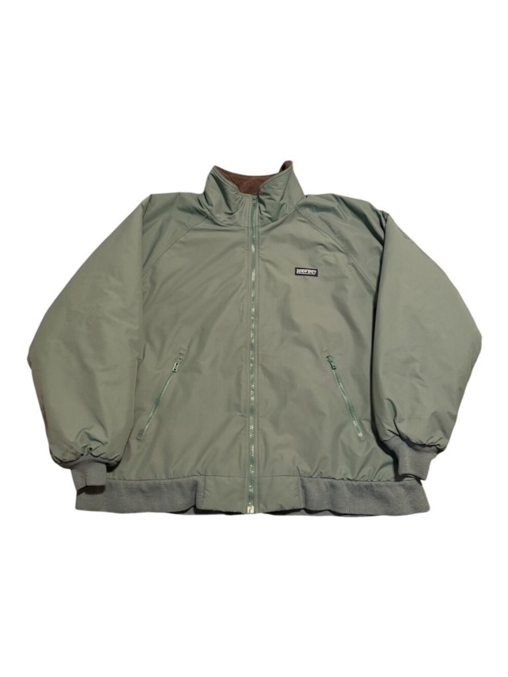 Vintage Lands End Mens The Squall Jacket Coat Green w/Fleece Lining Sz Xl 46-48